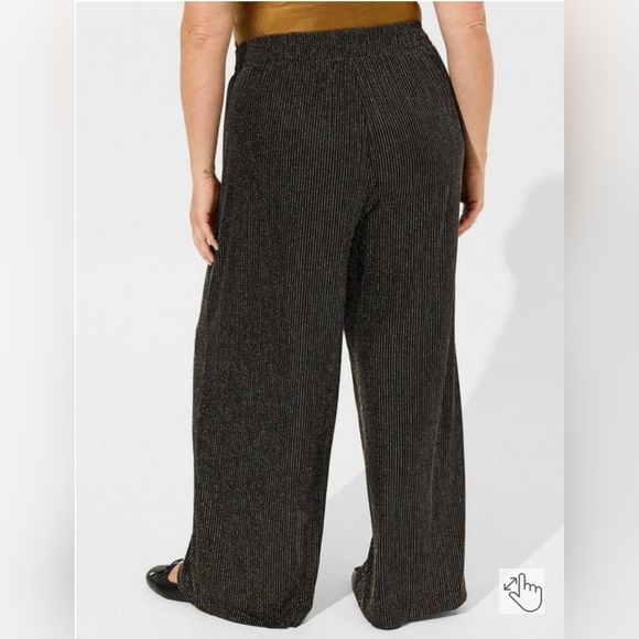 NWT Torrid Pull On Wide Leg Stretch High Rise Glitter Stripe Pant size 1 - Picture 3 of 12